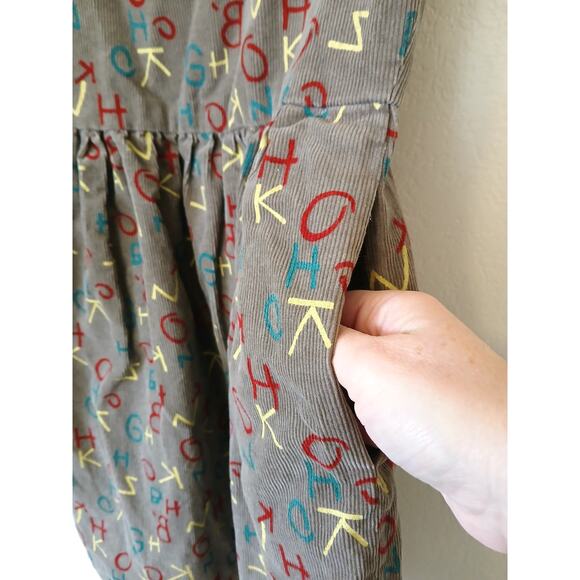 Vintage Handmade Brown Corduroy Alphabet Dress With Pockets - Picture 3 of 5